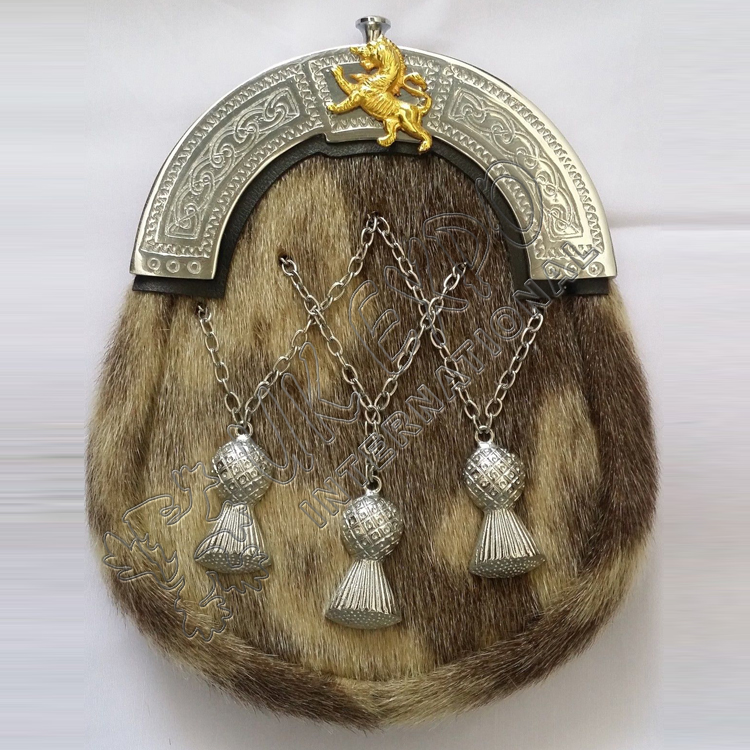 Seal Skin Celtic Lion Kilt Sporran