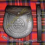 Celtic Embossed Black Grain Leather Sporran