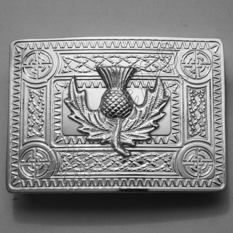 Full Polish Celtic Buckle With New Model Of Thistle Badge