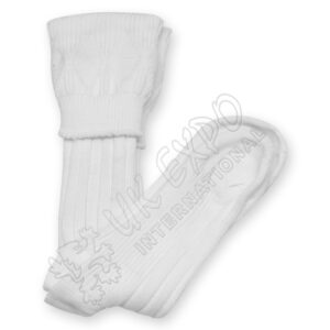 Rhombus Cuff White Color Kilt Woolen Socks