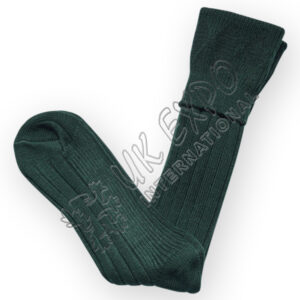 Rhombus Cuff Green Color Kilt Woolen Socks
