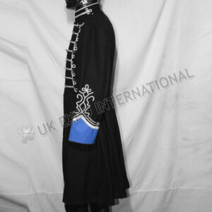 Black Spanish Long Coat With Silver Braid