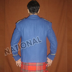 Blue 100 percent Wool blazer Braided Argyle Jacket