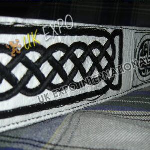 White Color Belt with Black Hand Embroidery and Black Backing