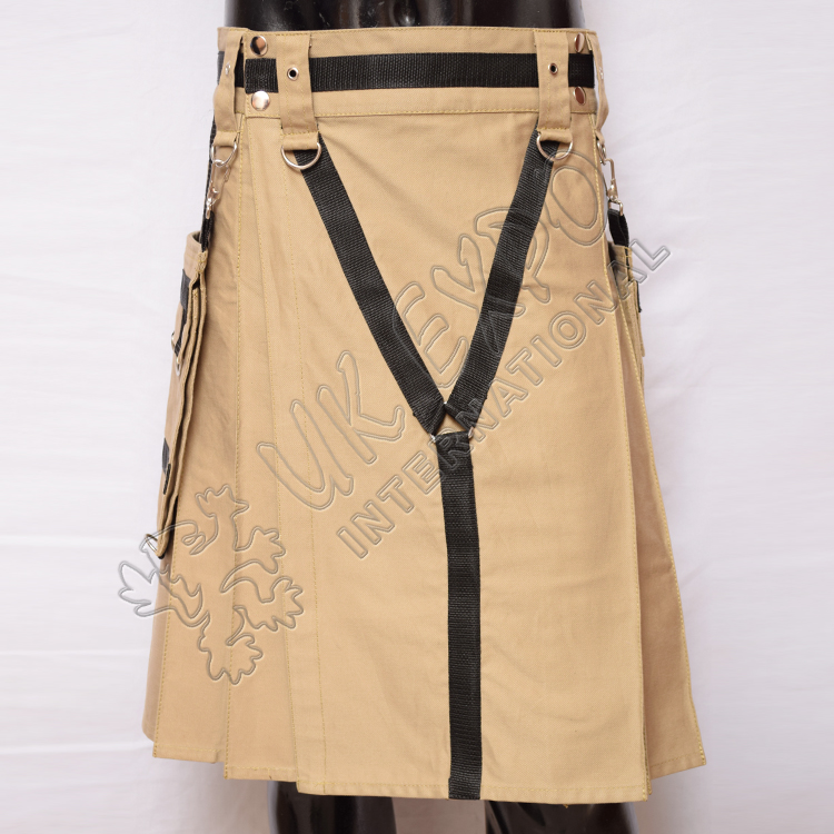 glimg_2546.jpg Y Style Khaki Heavy Canvas Tactical Webbing Utility Kilt - Image 2