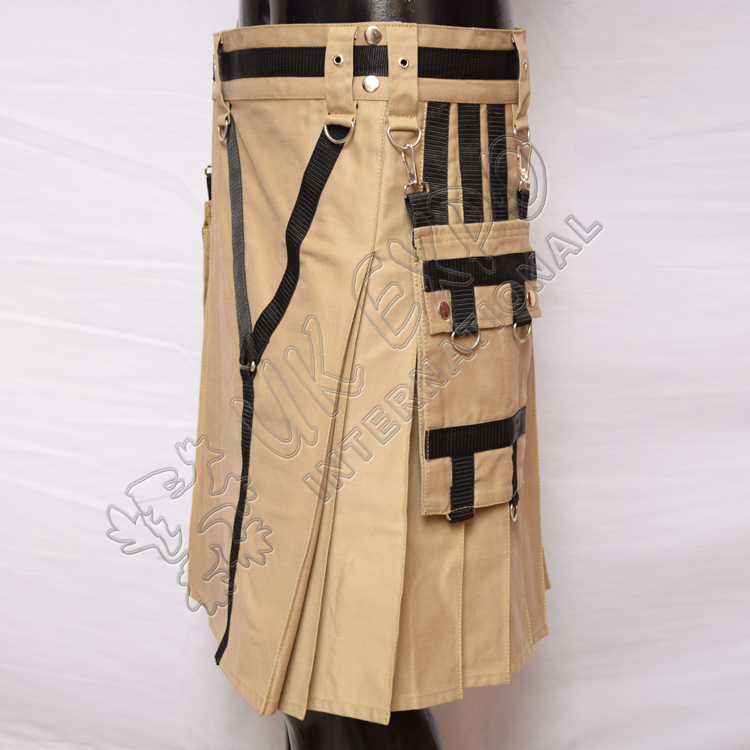 glimg_2547.jpg Y Style Khaki Heavy Canvas Tactical Webbing Utility Kilt - Image 3