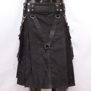 Y Style Black Utility Kilts With Heavy Canvas and Sports Casual Pocket