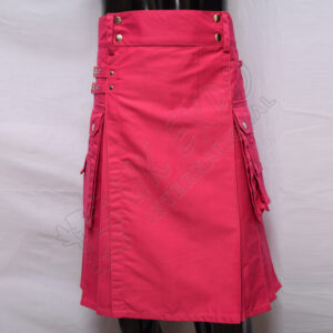 Modern Pink Utility Kilt With long strap 3 sizes adjustable brass snaps