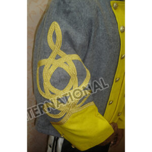 Double breast shell jacket Gray with Yellow 4 Row gold braid