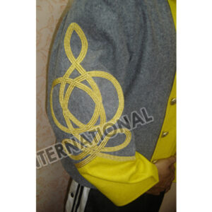 Double breast shell jacket Gray with Yellow 3 Row gold braid