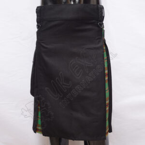 Hybrid Decent Black and Tara Murphy Tartan Box Pleat Utility Kilt Attached pockets