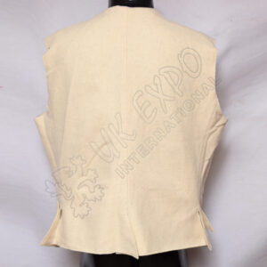 white wool vest with brass buttons