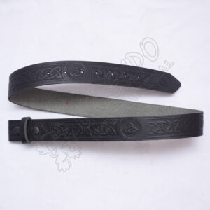 Black Celtic Design Belt with Scottish Celtic Embossed real leather 1.5 inches wide