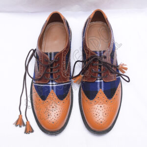 Hybrid Heritage Of Scotland Tartan Ghillie Brogues Shoes with Brown and Tan Color Leather