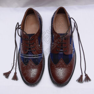 Hybrid Heritage Of Scotland Tartan Ghillie Brogues Shoes with Chocolate Color Leather