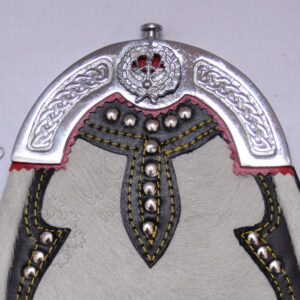 Drummer badge on Cantle top ,White Goat Sking , Black leather , Studs