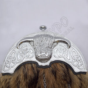 Coo Ox Chrome Cantle With Brown Fox Fur Full Dress Sporran