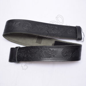 scottish leaf and flower Embossed real leather belt