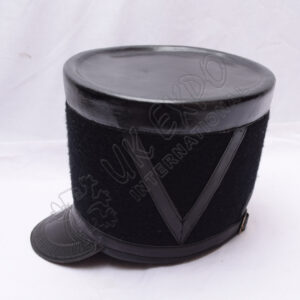 Shako Hat with Black Leather Black Color Threads