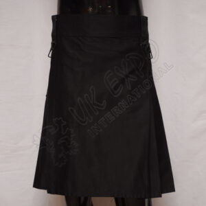 Black color Attached Pockets Utility Sports Casual Pocket Kilt