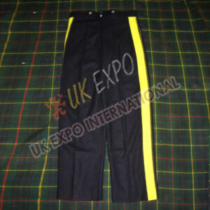 Black Wool Trouser with Yellow Strip