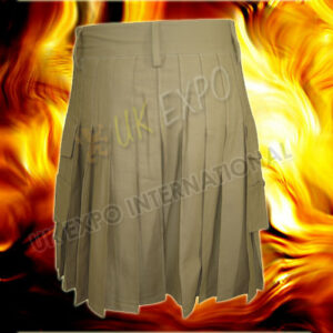 Power Khaki Utility Kilt With Brown Fabric and Metal Parts