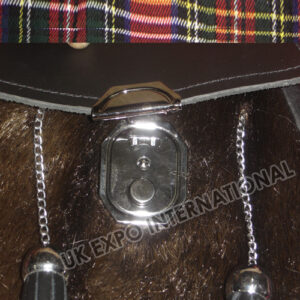Brown Color Seal Skin With 2 Leather Tessel and Antique color Auto Lock System