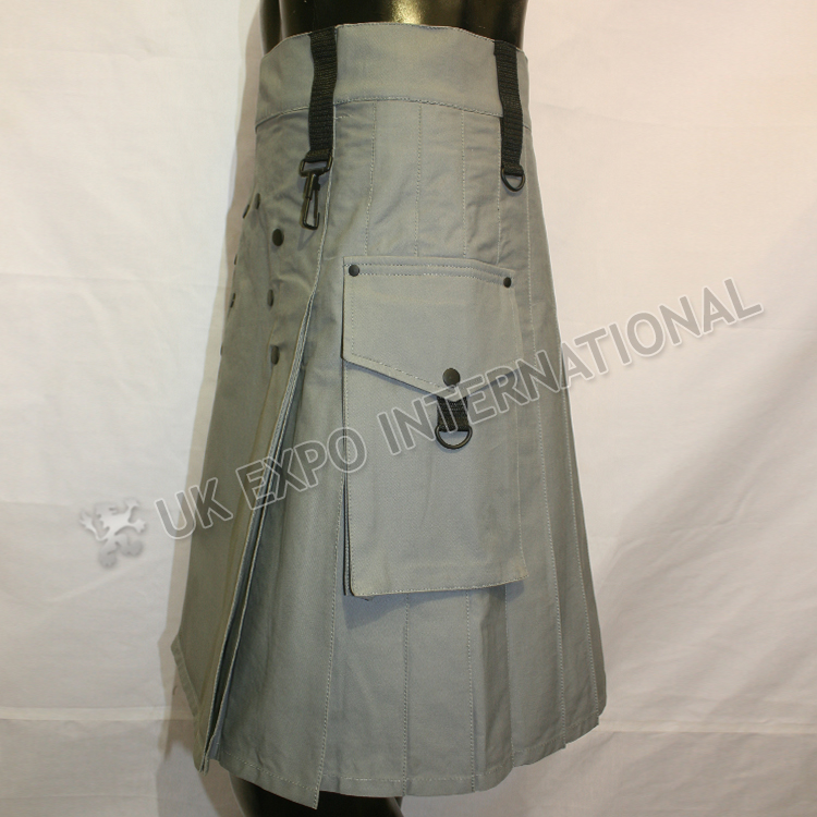 glimg_959.jpg Men Gray Exe Tactical Webbing Utility Kilt - Image 3