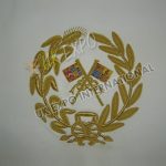 Gold Bullion Wire Hand Embroidery On White Leather Bag
