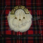 Luxury White Rabbit Fur Gold Cantle Sporran