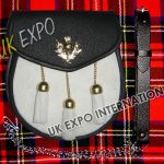 Scottish Thistle Gold Accent Goat Skin Sporran