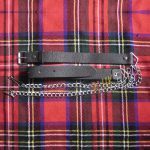 Grain Black Leather Belt With Silver Chain