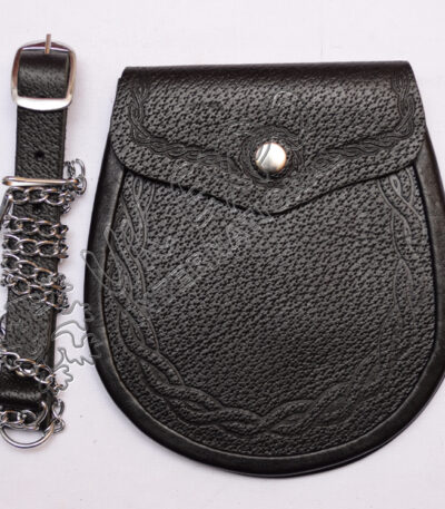 Grain Black Leather Double Celtic Embossed Sporran