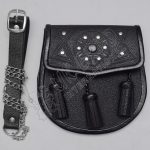 Stylish Black Leather Studded Sporran
