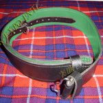 Black Leather Kilt Waist Belt Green Backing