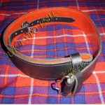 Grain Double Leather Kilt Waist Belt Red Backing