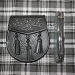 Brass Stud Black Leather Embossed Sporran
