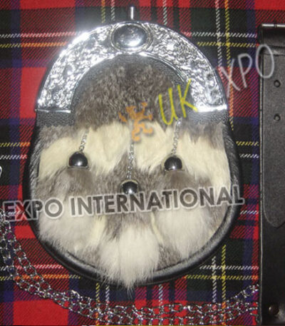 Chrome Gray White Fur Formal Sporran