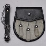 Gray Cow Skin Black Leather Simple Sporran
