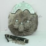 Scottish Flower Gray Color Fur Sporran