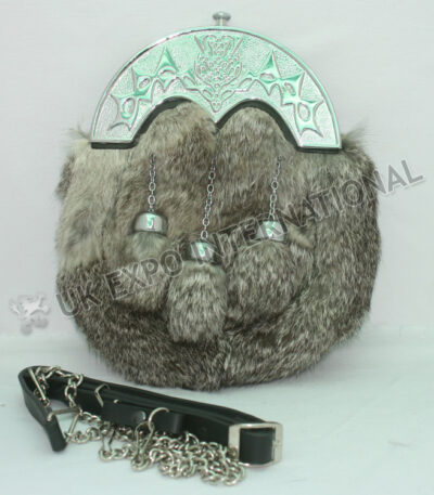 Scottish Flower Gray Color Fur Sporran