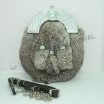 Scottish Gray Color Fur Celtic Knot Sporran