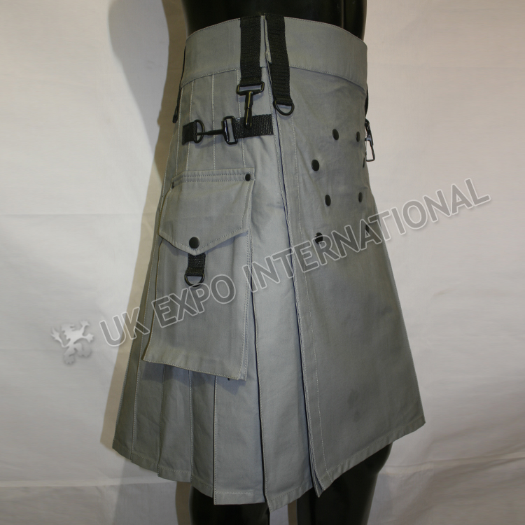 gray_exe_men_utility_sports_casual_pocket_kilt_m_4540.jpg Men Gray Exe Tactical Webbing Utility Kilt