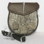 Pin Lock Gray Fur Full Dress Brown Leather Sporran