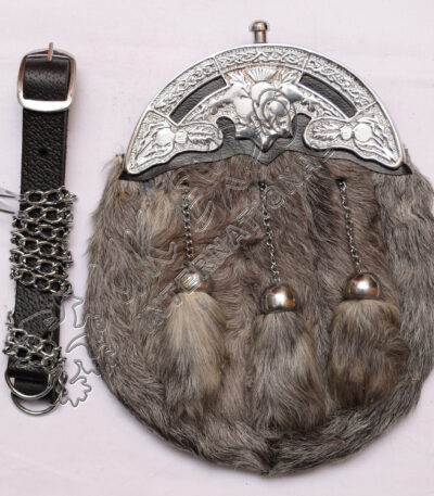 Celtic Gray Rabbit Fur Sporran