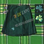 Green Irish With Shamrock Embroidery Kilt