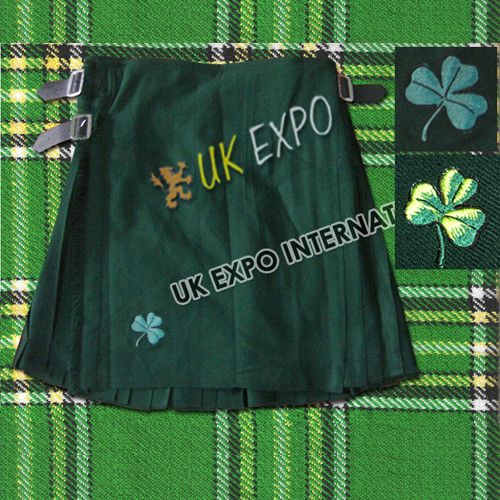 green_irish_kilts_with_shamrock_embroidery_m_300.jpg Green Irish With Shamrock Embroidery Kilt