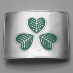 Green Irish Shamrock SS Belt Buckle