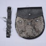 Scottish Flower Embossed Semi Dress Grey Multi Fur Sporran