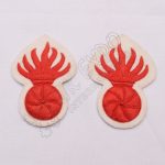 Hand Embroidery Off White and Red Grenade Badge
